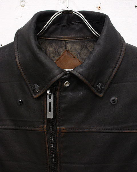 BAL WASHED HORSE LEATHER BIKER JACKET by CYDER HOUSE : GARDEN