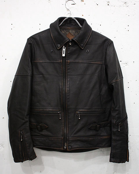 BAL】 WASHED HORSE LEATHER BIKER JACKET by CYDER HOUSE : GARDEN