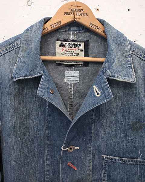 ANACHRONORM デニム ダメージ＆リメイク ワークカバーオール ANACHRONORM Reading】Damaged Border Lining W-Work Denim