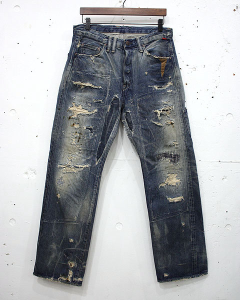 ANACHRONORM Reading】Crashed Flat Fell Seam Pants (Hard Damaged 