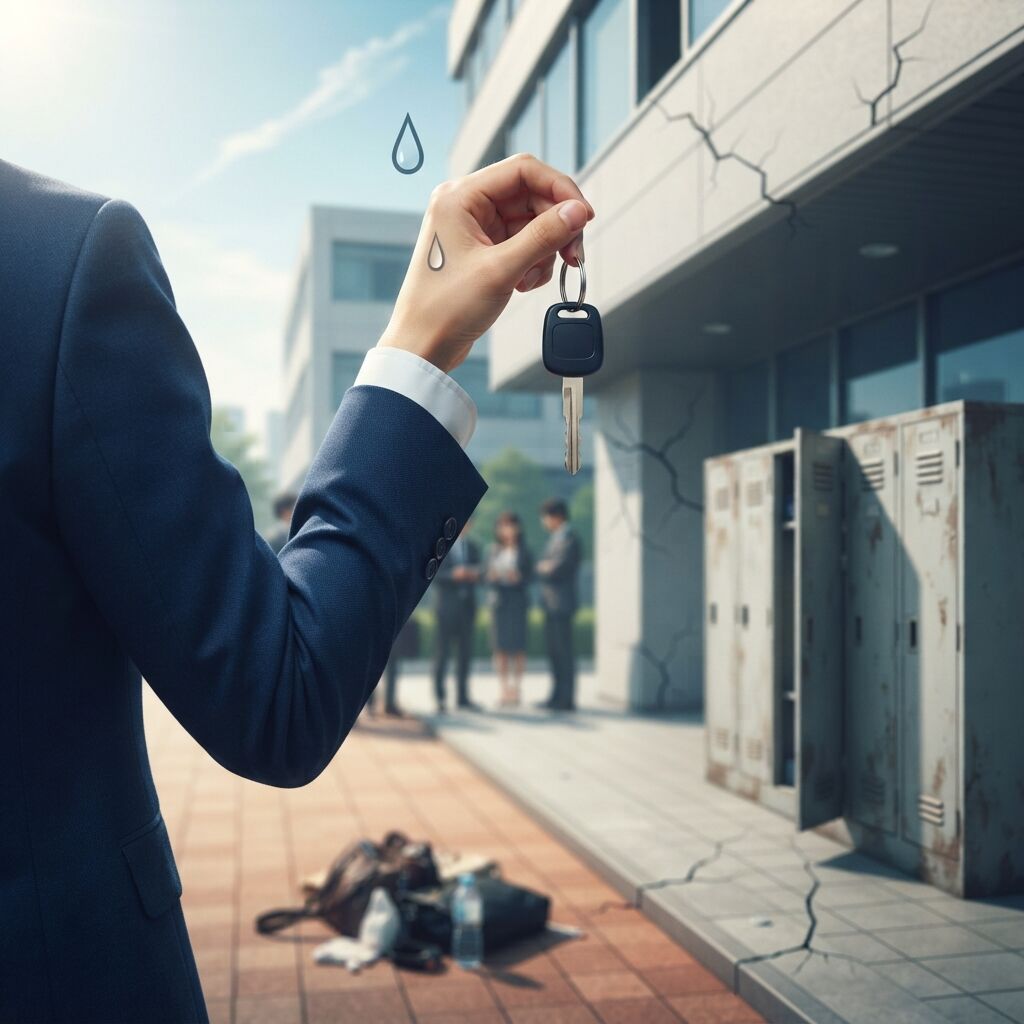 【問題】職場で地震に遭いました。外に避難したあなたは車の鍵をロッカーに置いてきたことに気づきます