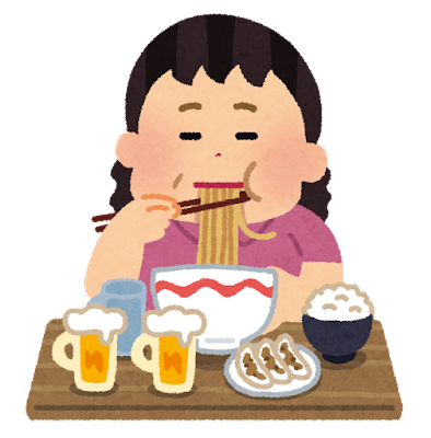 syokuji_tabesugi_woman