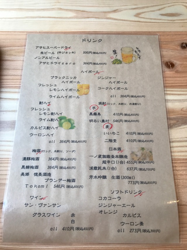 メニュードリンク