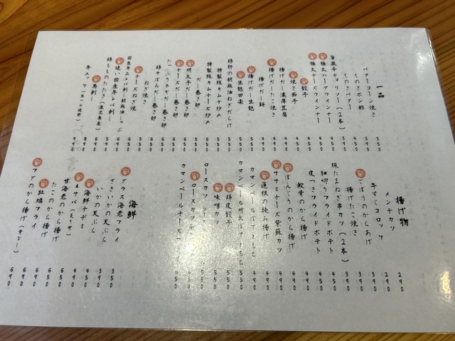 居酒屋メニュー