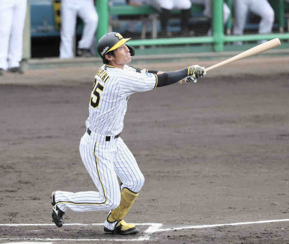阪神・江越があすから1軍昇格「役割を果たせれば」練習試合では先逆方向へ先頭打者アーチ