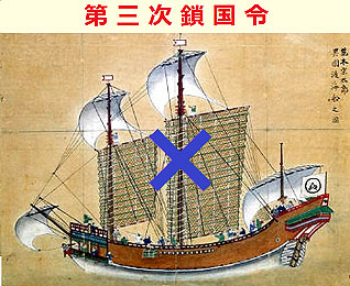江戸幕府が「寛永十二年五月令」（第三次鎖国令）により、海外