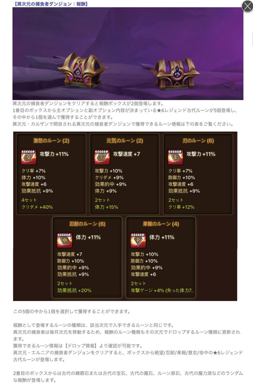 サマナーズウォー 異次元の捕食者ダンジョンとアーティファクトとは サマナーズウォー ほのぼの攻略gt