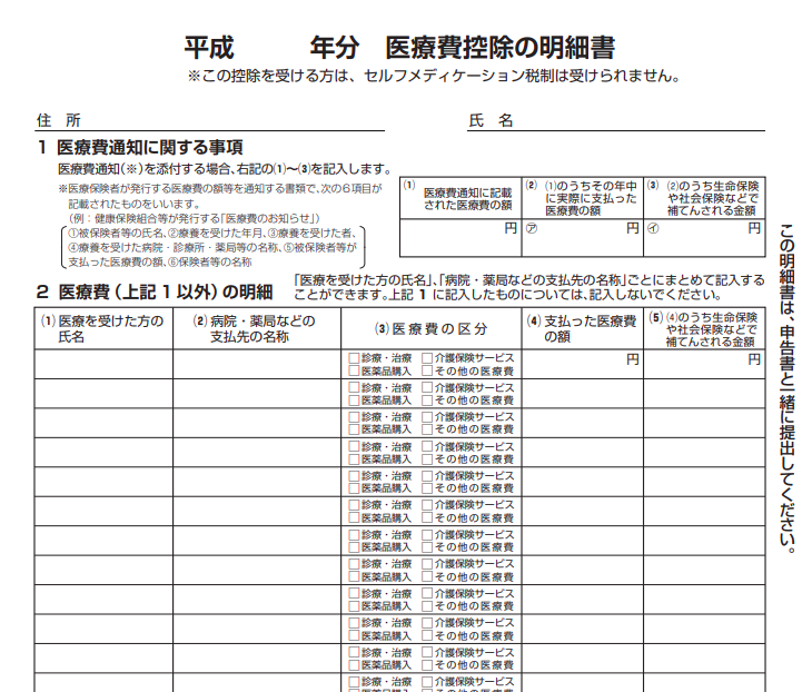 医療費控除の明細書