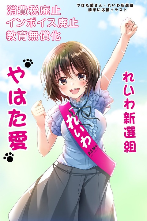 画像 れいわ新選組 やはた愛候補 イラストの胸が強調されすぎたためクレーム 削除 画像あつめーる