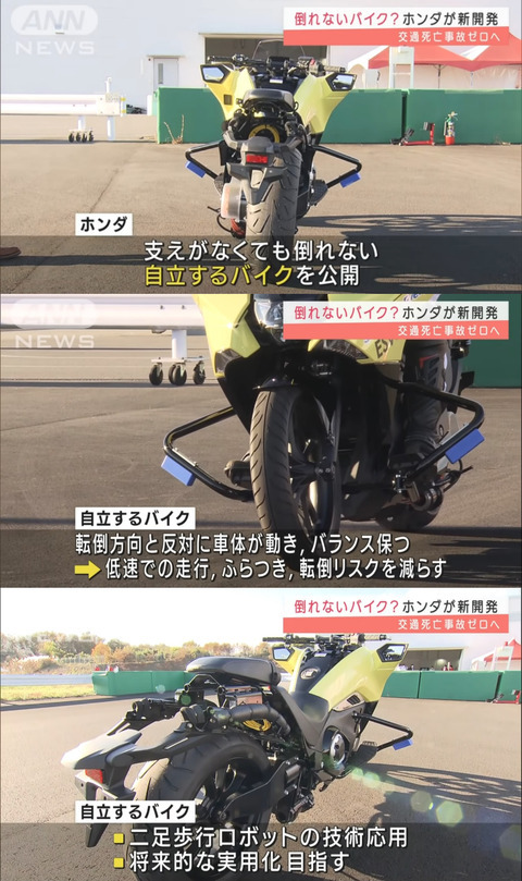 画像 Hondaさん ついに 倒れないバイク を開発ｗｗｗｗｗ 画像あつめーる