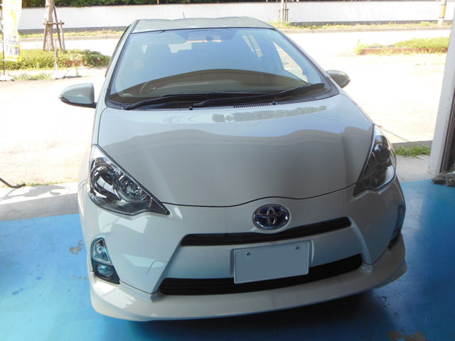 Toyotaアクア マフラーを交換しました ガレージバウムの作業日記