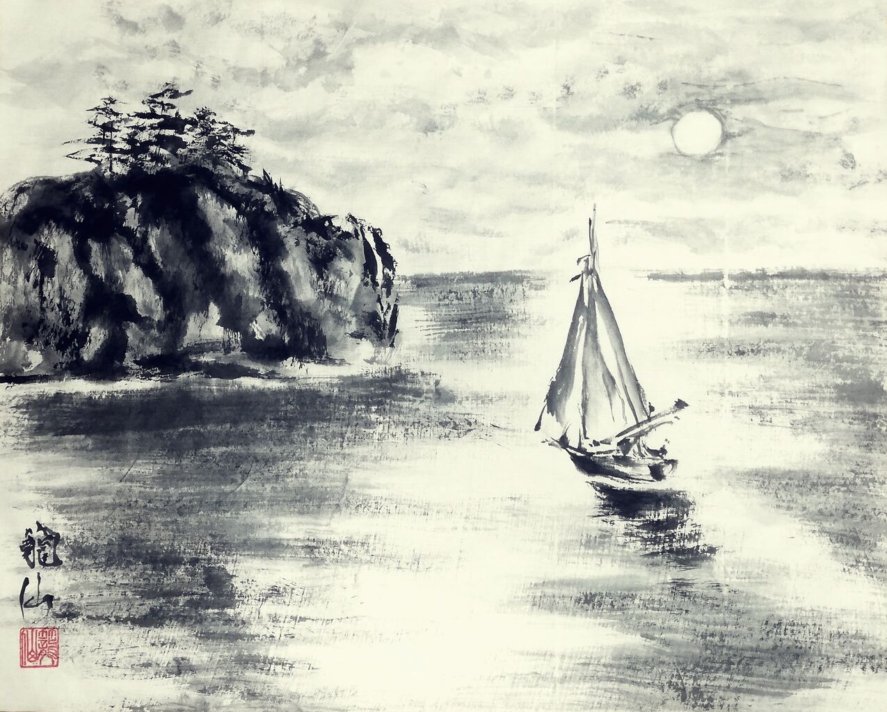 夕焼け : 〜オカンとボクと、時々、水墨画〜