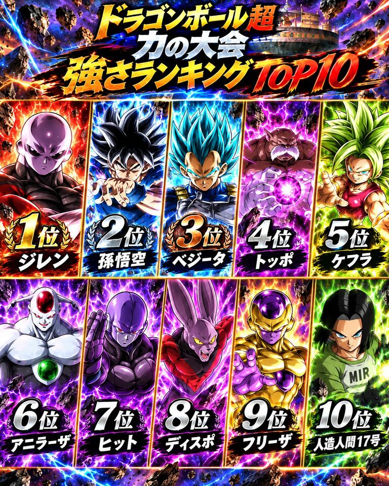 【画像】ドラゴンボール超、力の大会の強さランキングがこちらｗｗｗｗｗｗｗｗｗｗｗ
