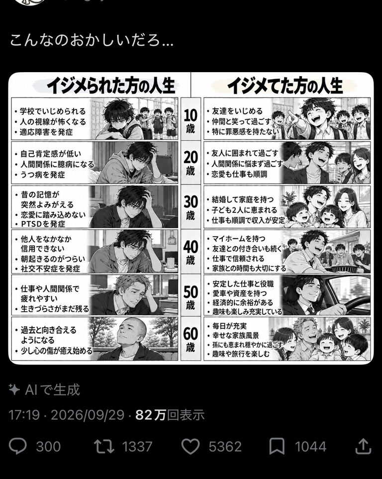 【悲報】いじめられっ子、惨めな人生を歩んでしまう模様