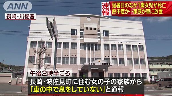 【長崎波佐見】猛暑の車内で1歳女児死亡、熱中症か 家族が放置「忘れてた」