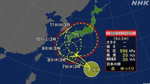台風14号が発生 週末にかけて日本に近づくおそれも