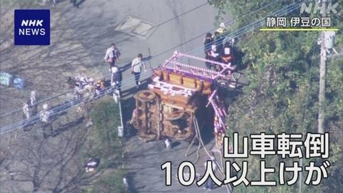 【例大祭で山車横転】静岡・伊豆の国　1人意識不明10人以上けがか　緩やかな下り坂を止まれず横転　コロナの影響で4年ぶりに開催