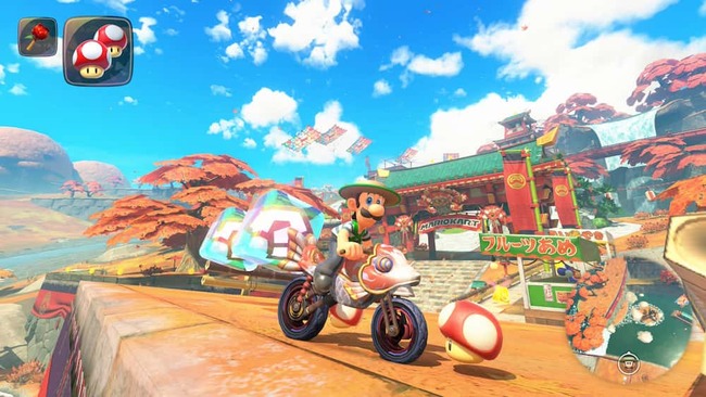 プクプクフォールズにてカメラ目線でこちらを見ているルイージ