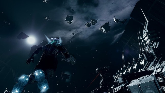 宇宙空間で船外活動を行う主人公のアイザック