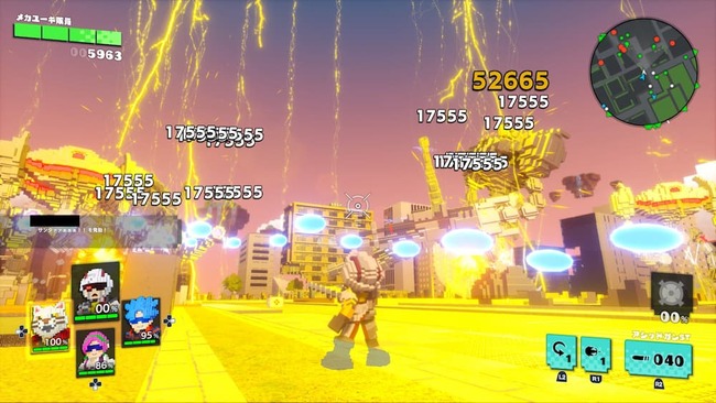 難易度インフェルノにてスペシャル技で敵を一掃しているメカユーキ隊員