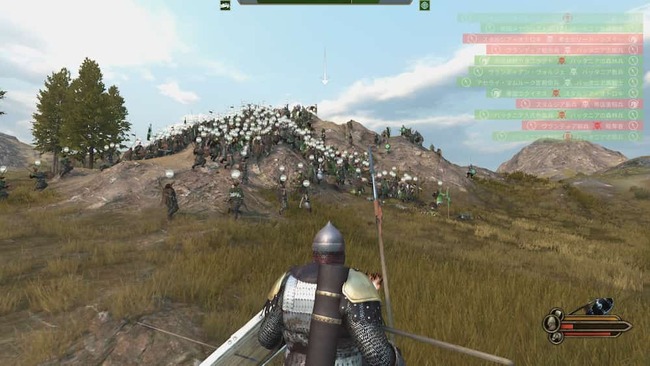 軍勢を率いて戦闘を仕掛けている場面