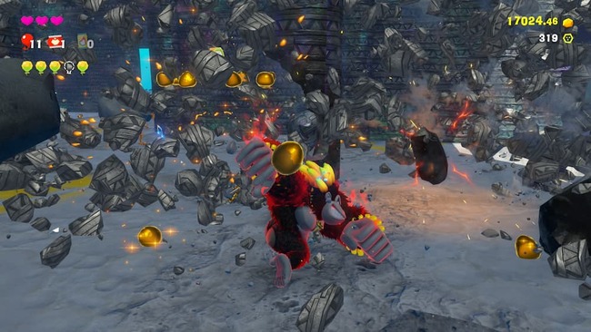 コングバナンザのパンチで硬い壁を粉砕しているドンキーコング