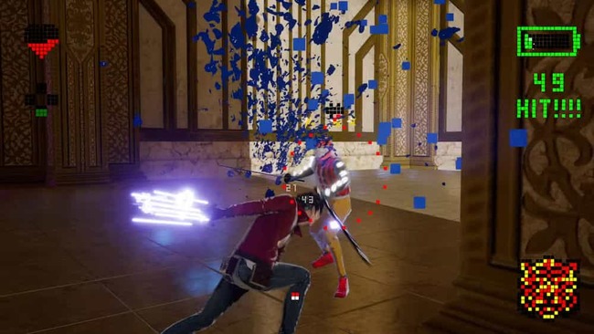 ビームカタナで敵と戦っているトラヴィスタッチダウン