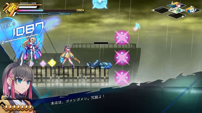 海に浮かぶコンテナの上を進んでいくきりん