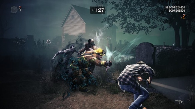 アーケードモードのナイトメアにて大量の敵から逃げ惑うアラン