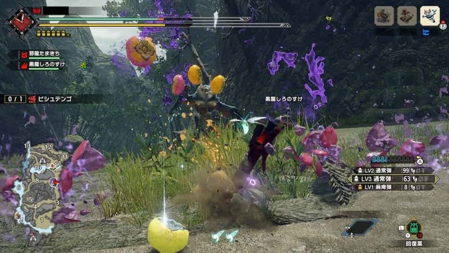 柿をプレイヤーに向かってまき散らすビシュテンゴ