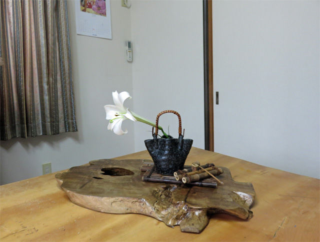 8月16日 切り株で敷物 切り株オブジェ を作っています 晴耕雨読 僕は頑張らない