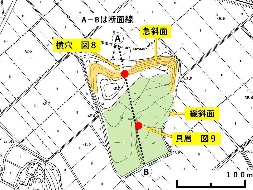 銚子ジオ散歩(481)高田川付近の残丘②遺跡 : CHOUSI GEOSANPO