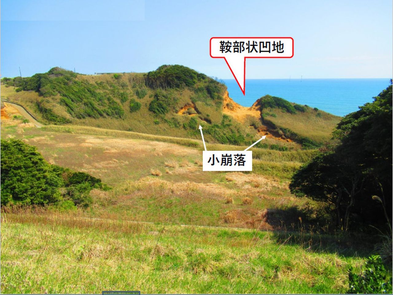 修二さんの銚子ジオ散歩（142）鞍部状凹地②鞍部の断層(上） : CHOUSI GEOSANPO