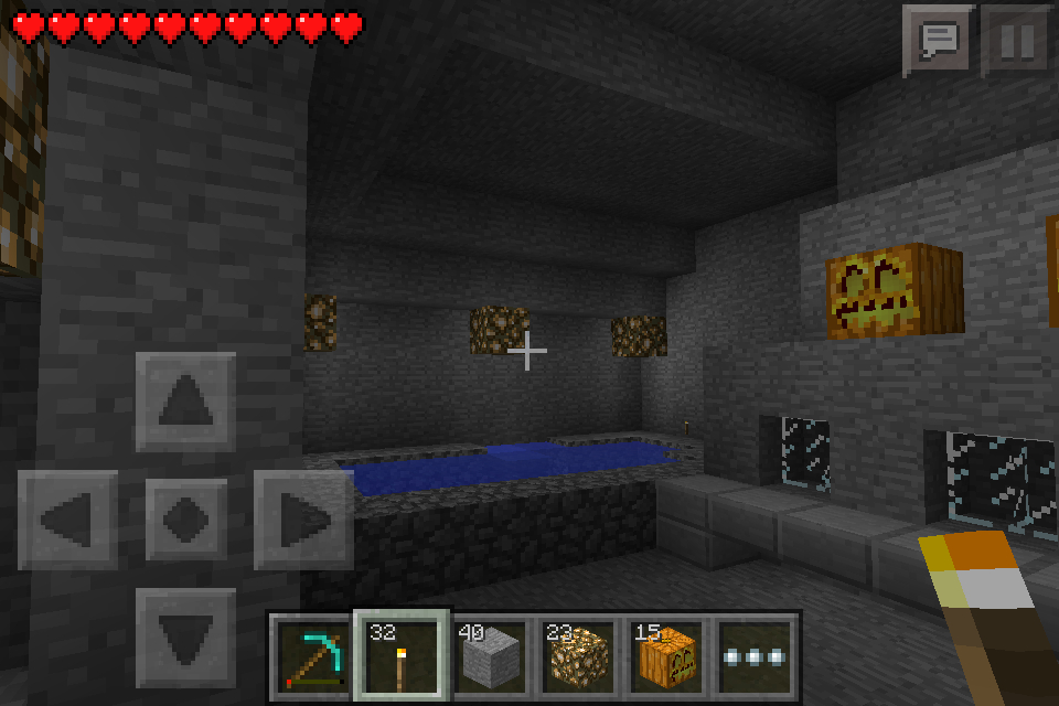 謎のクレーターの地下に温泉を Minecrafterによるマイクラpe日記