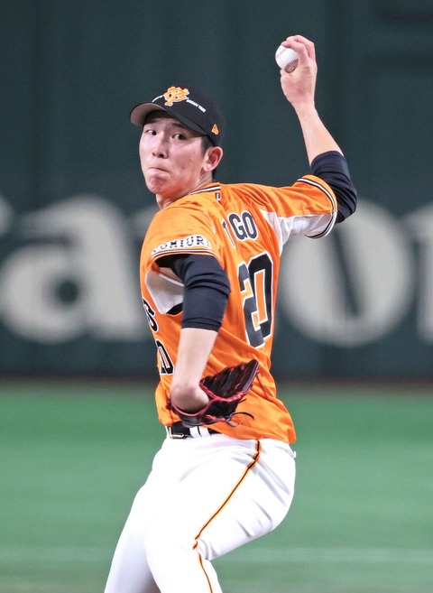 巨人・戸郷翔征 7試合 5勝2敗 3.74 WHIP1.34