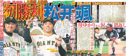 中スポ「中日も指名寸前だった巨人・松井颯 お立ち台での彼がまぶしくて直視できない」
