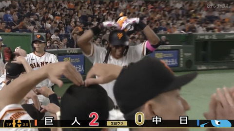 巨人・ウォーカー　.326(43-14) 4本 13打点 OPS1.007