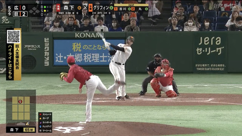 巨人・投手・グリフィン、スリーベース！！