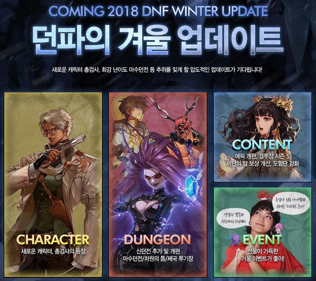 韓国アラド Dnf18冬アップデート 新規キャラ ガンブレーダー 魔獣ダンジョン 異界と古代統合 帝国アリーナ 85 90レベルエピ改編 悲嘆の塔報酬改善 決闘シーズン5など アラド速報