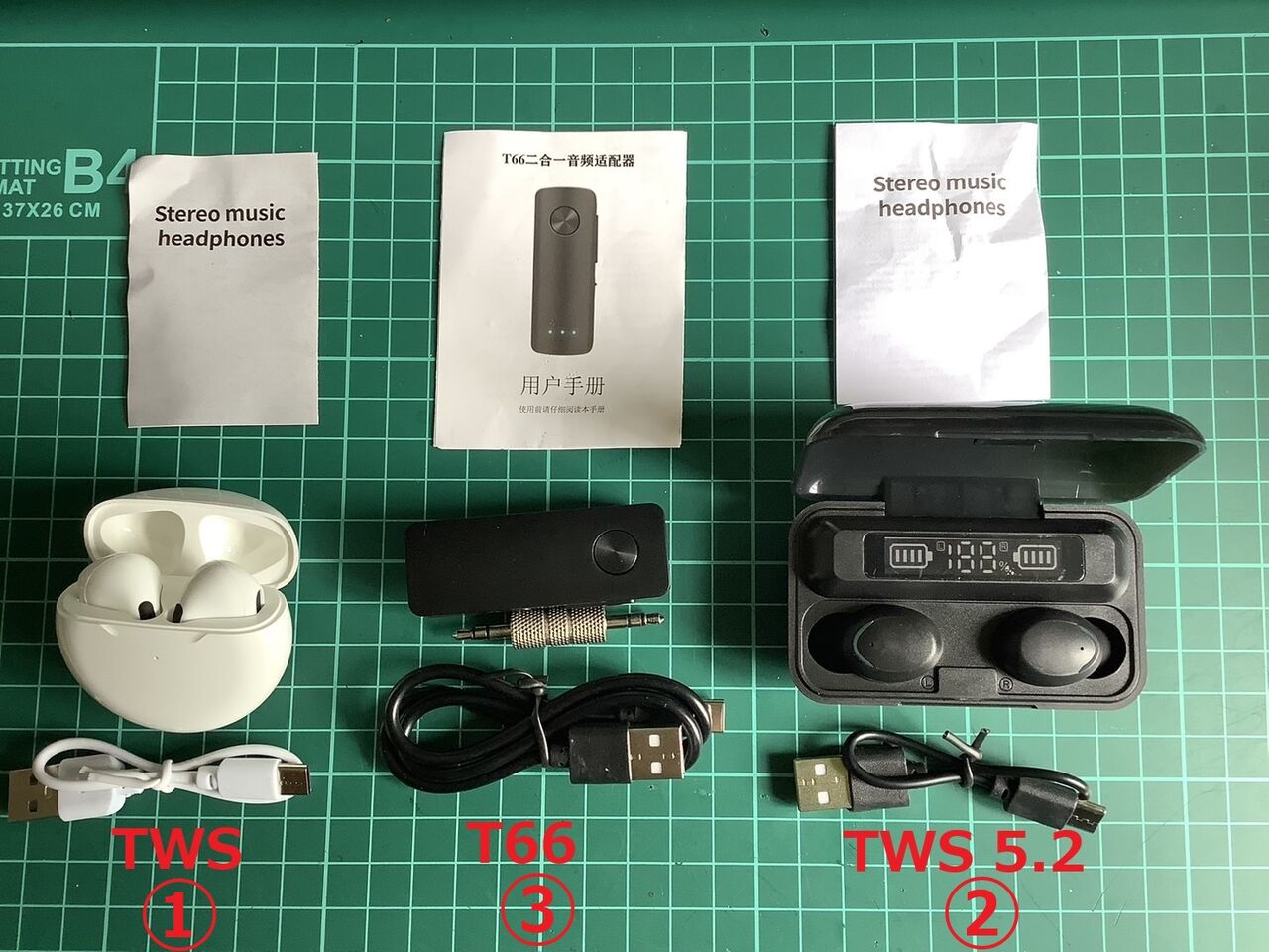 True  wireless      確認用 TWS(True Wireless Stereo)2個 と Bluetooth(TX/RX)を使ってみた