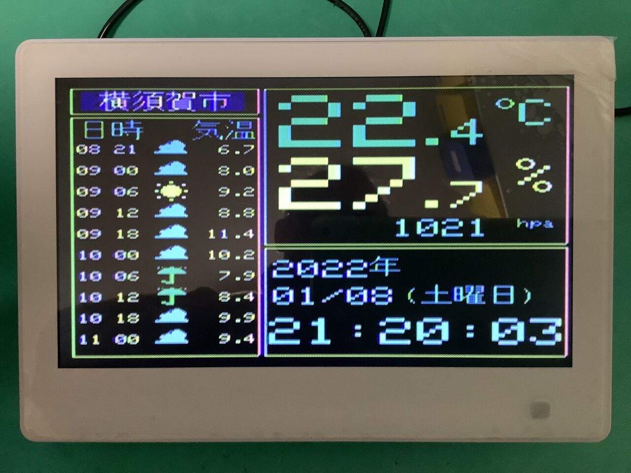 ESP32 で 天気予報／温湿度 などを ビデオ 出力してみた(その2