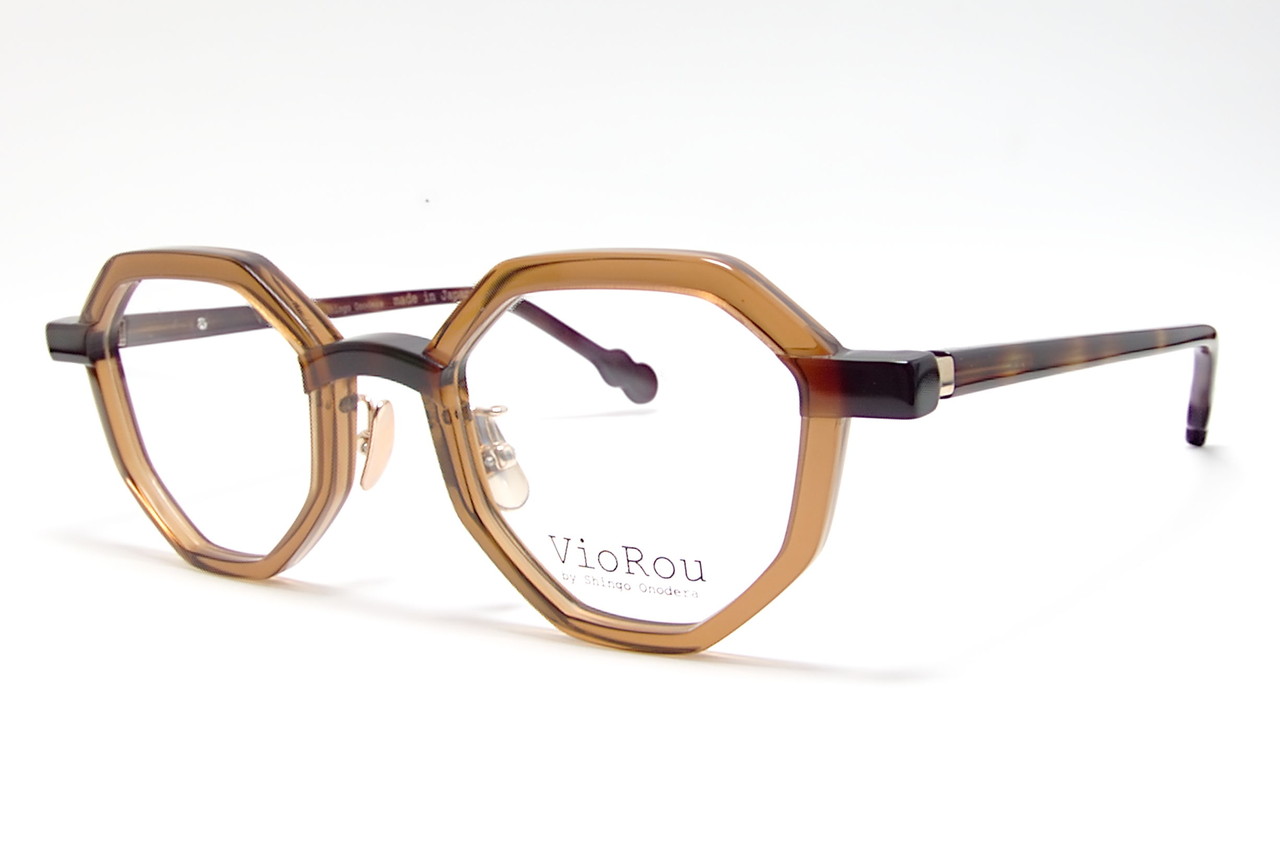 3色の生地を使ったオクタゴンフレーム VioRou Toshi : GILBERT EYEWEAR 