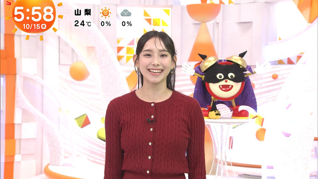 石渡花菜アナ、赤ニットおっぱい揺れちゃった！タマランわ