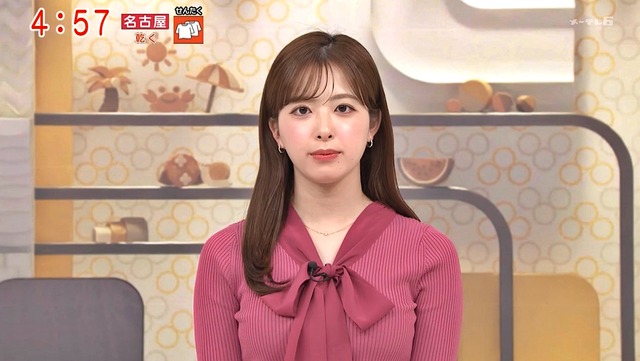 田原萌々アナ、ニットおっぱいの膨らみエッチ過ぎてタマランな