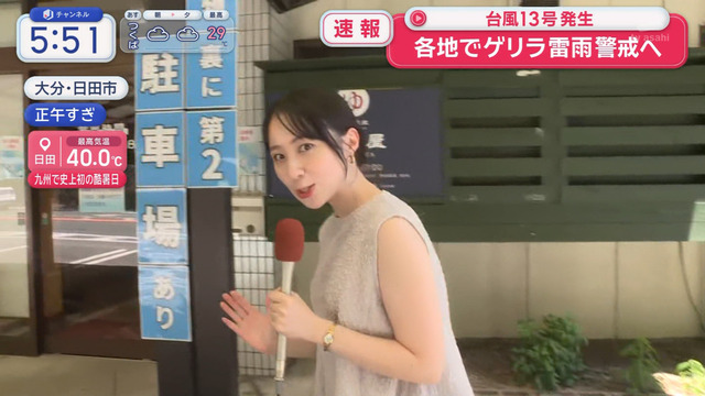 平井侑貴アナ、ノースリ横乳おっぱいデッカ！腋マン膨らみタマランち