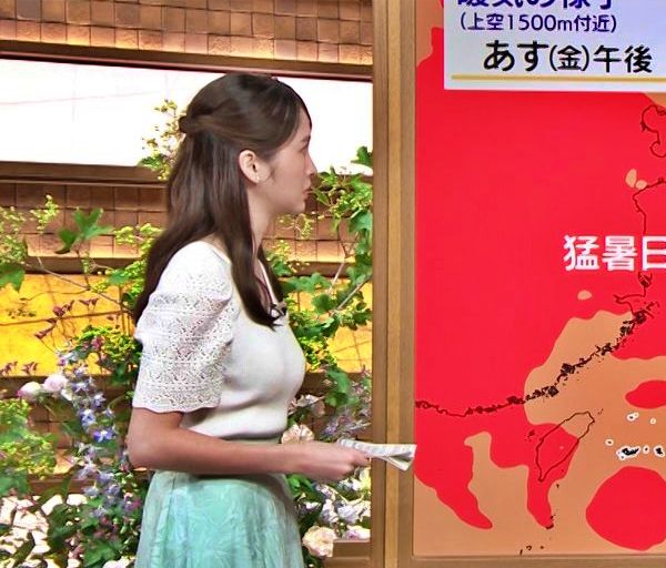 細川栞アナ、猛暑対策ブラトップ横乳おっぱいデッカ過ぎて最高！