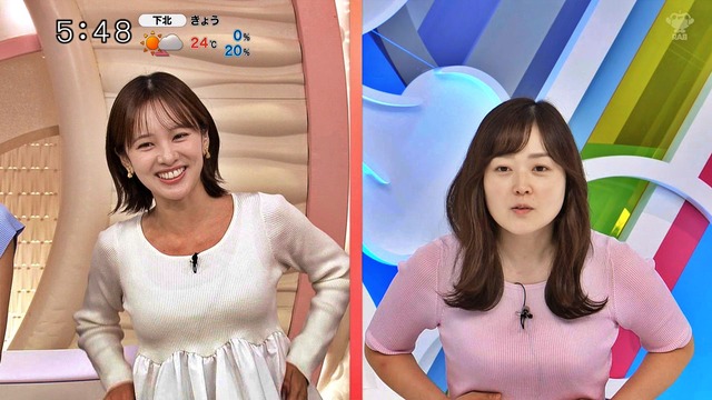 河出奈都美アナ、ブラ透け白ニットおっぱいプリプリ揺れてエッチ過ぎ
