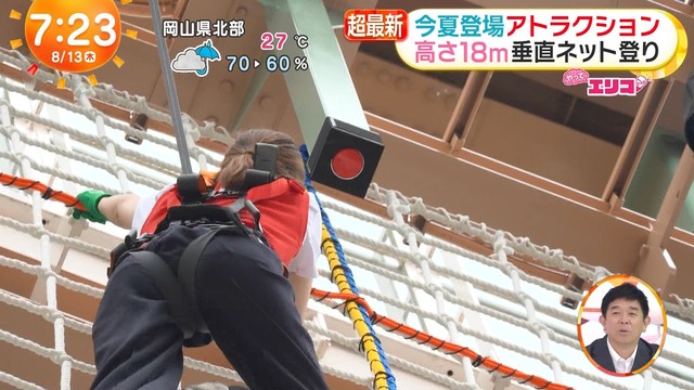 小室瑛莉子アナ、パンティ線が食い込むハーネスで尻肉の膨らみ真下から