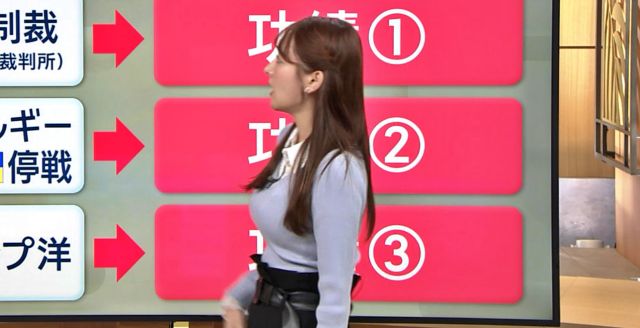 森山みなみアナ、爆乳ニットおっぱいの横乳がプルプル揺れてエッロ過ぎ