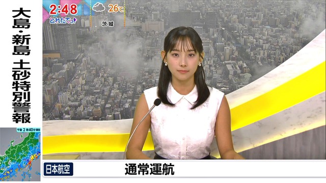 石渡花菜アナ、白ノースリ腋おっぱいデッカ！乳横の膨らみタマランち